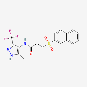 molecular formula C18H16F3N3O3S B4743486 N~1~-[5-METHYL-3-(TRIFLUOROMETHYL)-1H-PYRAZOL-4-YL]-3-(2-NAPHTHYLSULFONYL)PROPANAMIDE 