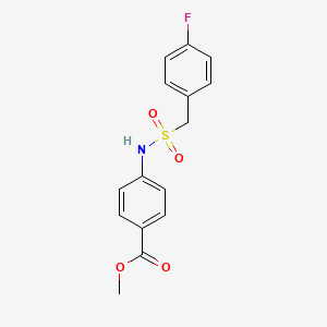 molecular formula C15H14FNO4S B4743740 METHYL 4-[(4-FLUOROPHENYL)METHANESULFONAMIDO]BENZOATE 