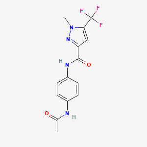 molecular formula C14H13F3N4O2 B4743749 N-(4-Acetamidophenyl)-1-methyl-5-(trifluoromethyl)-1H-pyrazole-3-carboxamide 