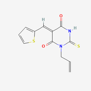 molecular formula C12H10N2O2S2 B4743765 (5E)-1-(prop-2-en-1-yl)-5-(thiophen-2-ylmethylidene)-2-thioxodihydropyrimidine-4,6(1H,5H)-dione 