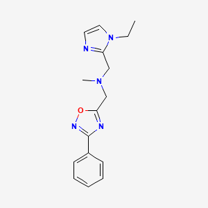 molecular formula C16H19N5O B4743848 1-(1-ethyl-1H-imidazol-2-yl)-N-methyl-N-[(3-phenyl-1,2,4-oxadiazol-5-yl)methyl]methanamine 