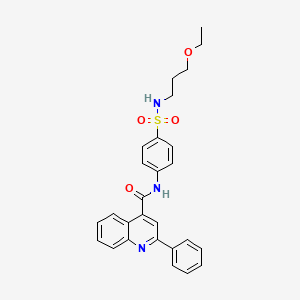 molecular formula C27H27N3O4S B4743980 N-{4-[(3-ethoxypropyl)sulfamoyl]phenyl}-2-phenylquinoline-4-carboxamide 