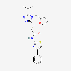 molecular formula C21H25N5O2S2 B4744000 N-(4-phenyl-1,3-thiazol-2-yl)-2-{[5-(propan-2-yl)-4-(tetrahydrofuran-2-ylmethyl)-4H-1,2,4-triazol-3-yl]sulfanyl}acetamide 