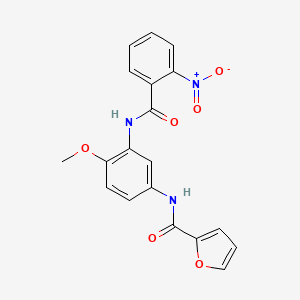 molecular formula C19H15N3O6 B4744042 N-[4-METHOXY-3-(2-NITROBENZAMIDO)PHENYL]FURAN-2-CARBOXAMIDE 