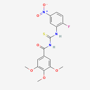 molecular formula C17H16FN3O6S B4744394 N-[(2-fluoro-5-nitrophenyl)carbamothioyl]-3,4,5-trimethoxybenzamide 