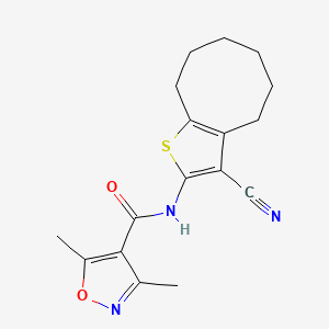 molecular formula C17H19N3O2S B4744503 N-(3-CYANO-4,5,6,7,8,9-HEXAHYDROCYCLOOCTA[B]THIOPHEN-2-YL)-3,5-DIMETHYL-4-ISOXAZOLECARBOXAMIDE 