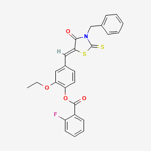 molecular formula C26H20FNO4S2 B4744561 [4-[(Z)-(3-benzyl-4-oxo-2-sulfanylidene-1,3-thiazolidin-5-ylidene)methyl]-2-ethoxyphenyl] 2-fluorobenzoate 
