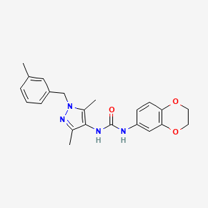 molecular formula C22H24N4O3 B4744568 N-(2,3-dihydro-1,4-benzodioxin-6-yl)-N'-[3,5-dimethyl-1-(3-methylbenzyl)-1H-pyrazol-4-yl]urea 