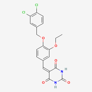 molecular formula C20H16Cl2N2O5 B4744582 5-{4-[(3,4-dichlorobenzyl)oxy]-3-ethoxybenzylidene}-2,4,6(1H,3H,5H)-pyrimidinetrione 