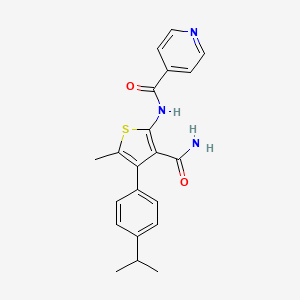 molecular formula C21H21N3O2S B4744584 N-{3-carbamoyl-5-methyl-4-[4-(propan-2-yl)phenyl]thiophen-2-yl}pyridine-4-carboxamide 
