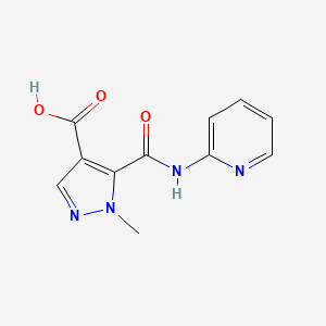 molecular formula C11H10N4O3 B4744660 1-METHYL-5-[(2-PYRIDYLAMINO)CARBONYL]-1H-PYRAZOLE-4-CARBOXYLIC ACID 