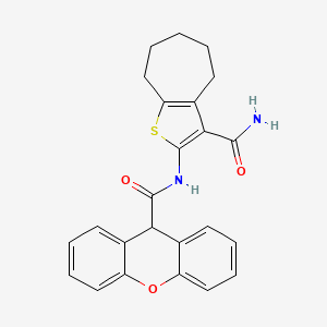 molecular formula C24H22N2O3S B4744678 N-{3-CARBAMOYL-4H5H6H7H8H-CYCLOHEPTA[B]THIOPHEN-2-YL}-9H-XANTHENE-9-CARBOXAMIDE 