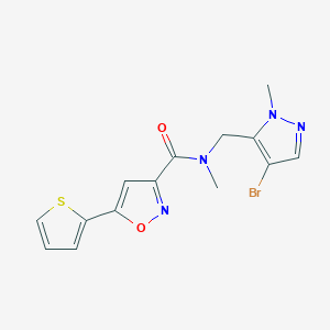 molecular formula C14H13BrN4O2S B4744746 N-[(4-bromo-1-methyl-1H-pyrazol-5-yl)methyl]-N-methyl-5-(2-thienyl)-3-isoxazolecarboxamide 