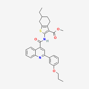 molecular formula C31H32N2O4S B4744759 methyl 6-ethyl-2-({[2-(3-propoxyphenyl)-4-quinolinyl]carbonyl}amino)-4,5,6,7-tetrahydro-1-benzothiophene-3-carboxylate 