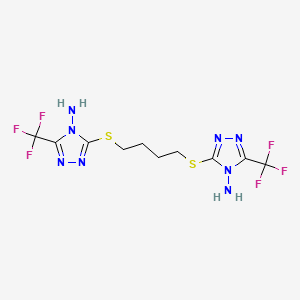 molecular formula C10H12F6N8S2 B4744845 5,5'-(butane-1,4-diylbis(sulfanediyl))bis(3-(trifluoromethyl)-4H-1,2,4-triazol-4-amine) 