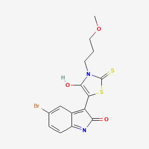 molecular formula C15H13BrN2O3S2 B4744933 (3Z)-5-bromo-3-[3-(3-methoxypropyl)-4-oxo-2-thioxo-1,3-thiazolidin-5-ylidene]-1,3-dihydro-2H-indol-2-one 