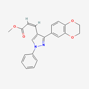 molecular formula C21H18N2O4 B4744974 methyl (Z)-3-[3-(2,3-dihydro-1,4-benzodioxin-6-yl)-1-phenylpyrazol-4-yl]prop-2-enoate 