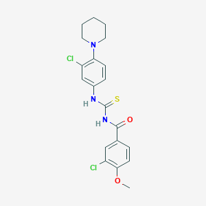 molecular formula C20H21Cl2N3O2S B4745000 3-chloro-N-({[3-chloro-4-(1-piperidinyl)phenyl]amino}carbonothioyl)-4-methoxybenzamide 