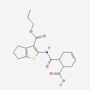 molecular formula C19H23NO5S B4745196 6-({[3-(propoxycarbonyl)-5,6-dihydro-4H-cyclopenta[b]thien-2-yl]amino}carbonyl)-3-cyclohexene-1-carboxylic acid 