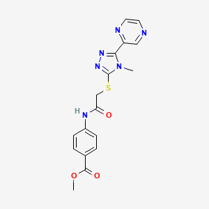 molecular formula C17H16N6O3S B4745216 methyl 4-[({[4-methyl-5-(pyrazin-2-yl)-4H-1,2,4-triazol-3-yl]sulfanyl}acetyl)amino]benzoate 