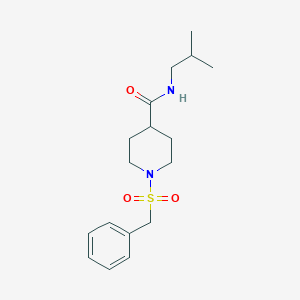 molecular formula C17H26N2O3S B4745221 N-(2-METHYLPROPYL)-1-PHENYLMETHANESULFONYLPIPERIDINE-4-CARBOXAMIDE 