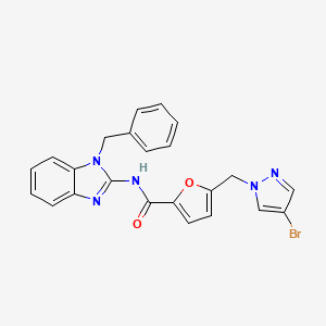 molecular formula C23H18BrN5O2 B4745309 N~2~-(1-BENZYL-1H-1,3-BENZIMIDAZOL-2-YL)-5-[(4-BROMO-1H-PYRAZOL-1-YL)METHYL]-2-FURAMIDE 