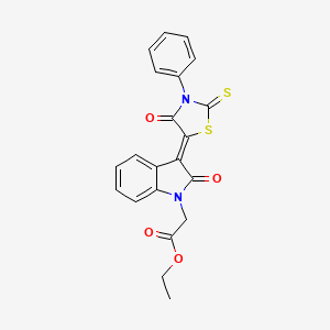 molecular formula C21H16N2O4S2 B4745348 ETHYL 2-{2-OXO-3-[(5Z)-4-OXO-3-PHENYL-2-SULFANYLIDENE-1,3-THIAZOLIDIN-5-YLIDENE]-2,3-DIHYDRO-1H-INDOL-1-YL}ACETATE 