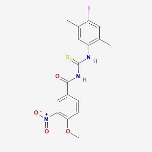 molecular formula C17H16IN3O4S B4745483 N-{[(4-iodo-2,5-dimethylphenyl)amino]carbonothioyl}-4-methoxy-3-nitrobenzamide 