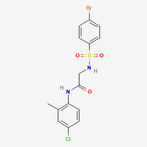 molecular formula C15H14BrClN2O3S B4745754 2-[(4-bromophenyl)sulfonylamino]-N-(4-chloro-2-methylphenyl)acetamide 