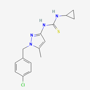 molecular formula C15H17ClN4S B4745782 N-[1-(4-chlorobenzyl)-5-methyl-1H-pyrazol-3-yl]-N'-cyclopropylthiourea 