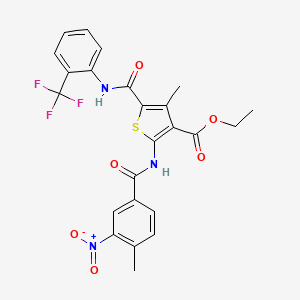 molecular formula C24H20F3N3O6S B4745810 Ethyl 4-methyl-2-(4-methyl-3-nitrobenzamido)-5-{[2-(trifluoromethyl)phenyl]carbamoyl}thiophene-3-carboxylate 