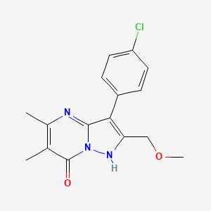 molecular formula C16H16ClN3O2 B4745896 3-(4-chlorophenyl)-2-(methoxymethyl)-5,6-dimethylpyrazolo[1,5-a]pyrimidin-7(4H)-one 