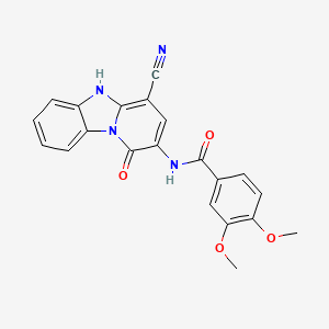molecular formula C21H16N4O4 B4745941 N-(4-cyano-1-oxo-1,5-dihydropyrido[1,2-a]benzimidazol-2-yl)-3,4-dimethoxybenzamide 