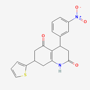 molecular formula C19H16N2O4S B4745959 4-(3-NITROPHENYL)-7-(THIOPHEN-2-YL)-1,2,3,4,5,6,7,8-OCTAHYDROQUINOLINE-2,5-DIONE 