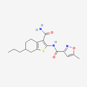 molecular formula C17H21N3O3S B4746364 N-(3-CARBAMOYL-6-PROPYL-4,5,6,7-TETRAHYDRO-1-BENZOTHIOPHEN-2-YL)-5-METHYL-3-ISOXAZOLECARBOXAMIDE 