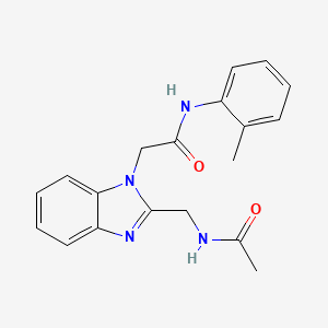 molecular formula C19H20N4O2 B4746376 N-[(1-{[(2-methylphenyl)carbamoyl]methyl}-1H-1,3-benzodiazol-2-yl)methyl]acetamide 