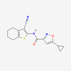 molecular formula C16H15N3O2S B4746503 N-(3-cyano-4,5,6,7-tetrahydro-1-benzothiophen-2-yl)-5-cyclopropyl-1,2-oxazole-3-carboxamide 
