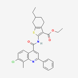 molecular formula C30H29ClN2O3S B4746631 Ethyl 2-{[(7-chloro-8-methyl-2-phenylquinolin-4-yl)carbonyl]amino}-6-ethyl-4,5,6,7-tetrahydro-1-benzothiophene-3-carboxylate 