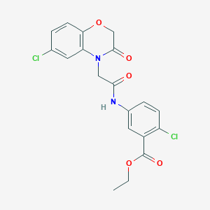 molecular formula C19H16Cl2N2O5 B4746647 ETHYL 2-CHLORO-5-{[2-(6-CHLORO-3-OXO-2,3-DIHYDRO-4H-1,4-BENZOXAZIN-4-YL)ACETYL]AMINO}BENZOATE 