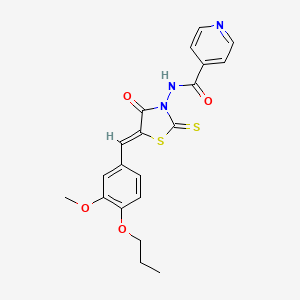 molecular formula C20H19N3O4S2 B4746655 N-[(5Z)-5-(3-methoxy-4-propoxybenzylidene)-4-oxo-2-thioxo-1,3-thiazolidin-3-yl]pyridine-4-carboxamide 