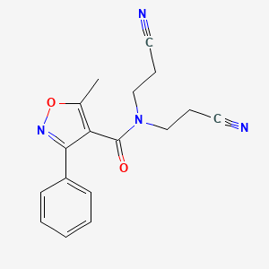molecular formula C17H16N4O2 B4746656 N,N-bis(2-cyanoethyl)-5-methyl-3-phenyl-1,2-oxazole-4-carboxamide 