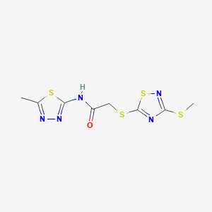 molecular formula C8H9N5OS4 B4746909 N-(5-Methyl-1,3,4-thiadiazol-2-YL)-2-{[3-(methylsulfanyl)-1,2,4-thiadiazol-5-YL]sulfanyl}acetamide 