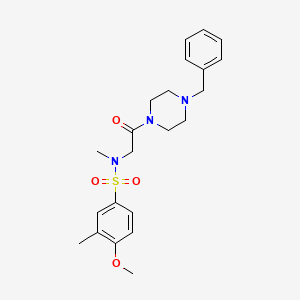 molecular formula C22H29N3O4S B4746926 N-[2-(4-benzylpiperazin-1-yl)-2-oxoethyl]-4-methoxy-N,3-dimethylbenzenesulfonamide 