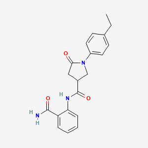molecular formula C20H21N3O3 B4747047 N-(2-carbamoylphenyl)-1-(4-ethylphenyl)-5-oxopyrrolidine-3-carboxamide 
