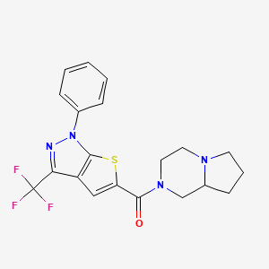 molecular formula C20H19F3N4OS B4747192 hexahydropyrrolo[1,2-a]pyrazin-2(1H)-yl[1-phenyl-3-(trifluoromethyl)-1H-thieno[2,3-c]pyrazol-5-yl]methanone 