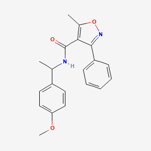molecular formula C20H20N2O3 B4747626 N-[1-(4-methoxyphenyl)ethyl]-5-methyl-3-phenyl-1,2-oxazole-4-carboxamide 
