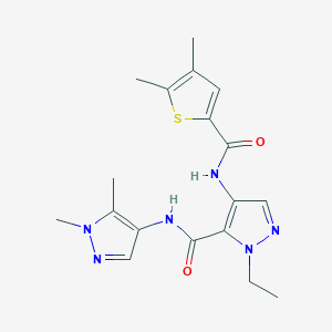 molecular formula C18H22N6O2S B4747688 N~5~-(1,5-DIMETHYL-1H-PYRAZOL-4-YL)-4-{[(4,5-DIMETHYL-2-THIENYL)CARBONYL]AMINO}-1-ETHYL-1H-PYRAZOLE-5-CARBOXAMIDE 