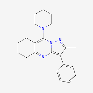molecular formula C22H26N4 B4747742 2-Methyl-3-phenyl-9-(piperidin-1-yl)-5,6,7,8-tetrahydropyrazolo[5,1-b]quinazoline 