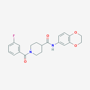 molecular formula C21H21FN2O4 B4747748 N-(2,3-dihydro-1,4-benzodioxin-6-yl)-1-(3-fluorobenzoyl)piperidine-4-carboxamide 