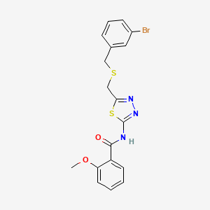 molecular formula C18H16BrN3O2S2 B4747761 N-[5-[(3-bromophenyl)methylsulfanylmethyl]-1,3,4-thiadiazol-2-yl]-2-methoxybenzamide 